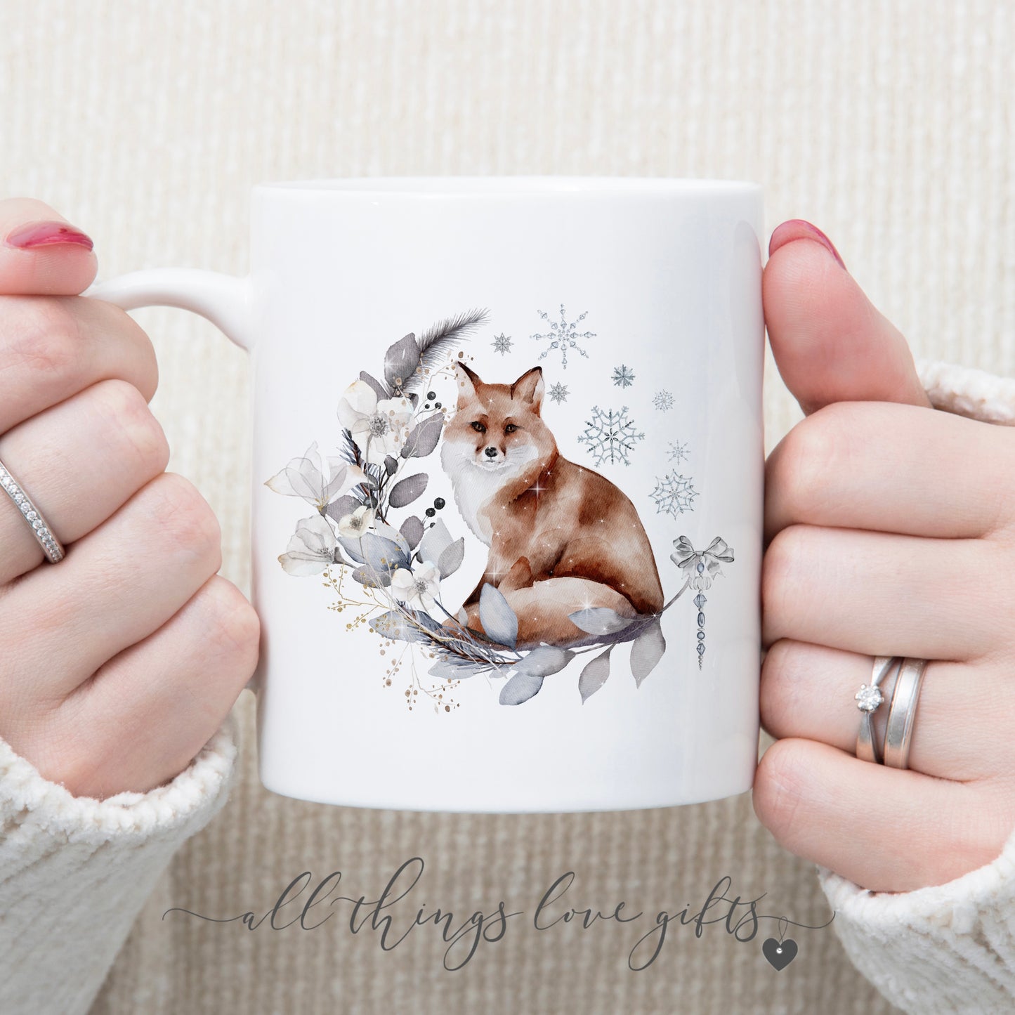 Winter Fox Wreath Mug