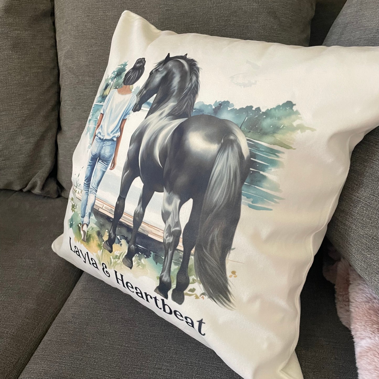 Horse & Woman / Girl Personalised Cushion