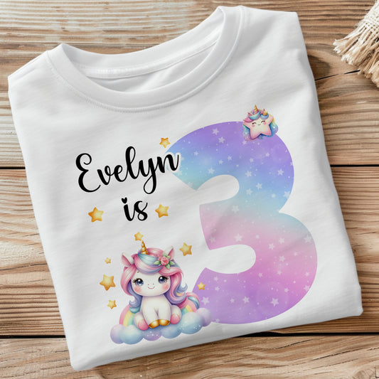 Girls Unicorn Birthday T Shirt