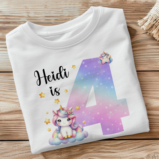 Girls Unicorn Birthday T Shirt
