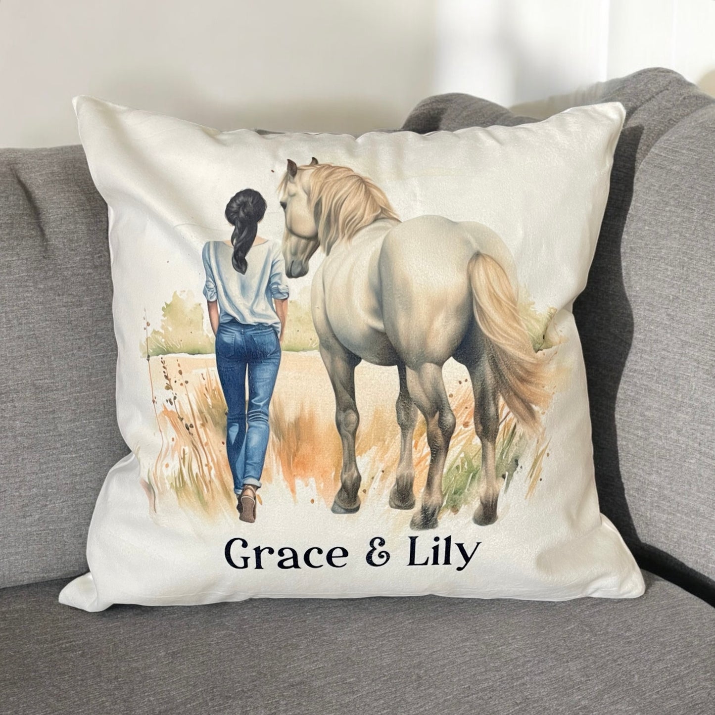 Horse & Woman / Girl Personalised Cushion