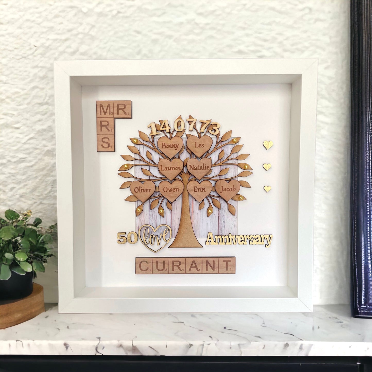 Golden Wedding Anniversary 50th Gift Family Tree Frame