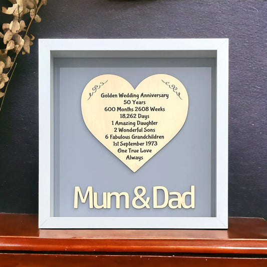Golden Wedding Anniversary Gifts Personalised Frame | 50th Anniversary Gift