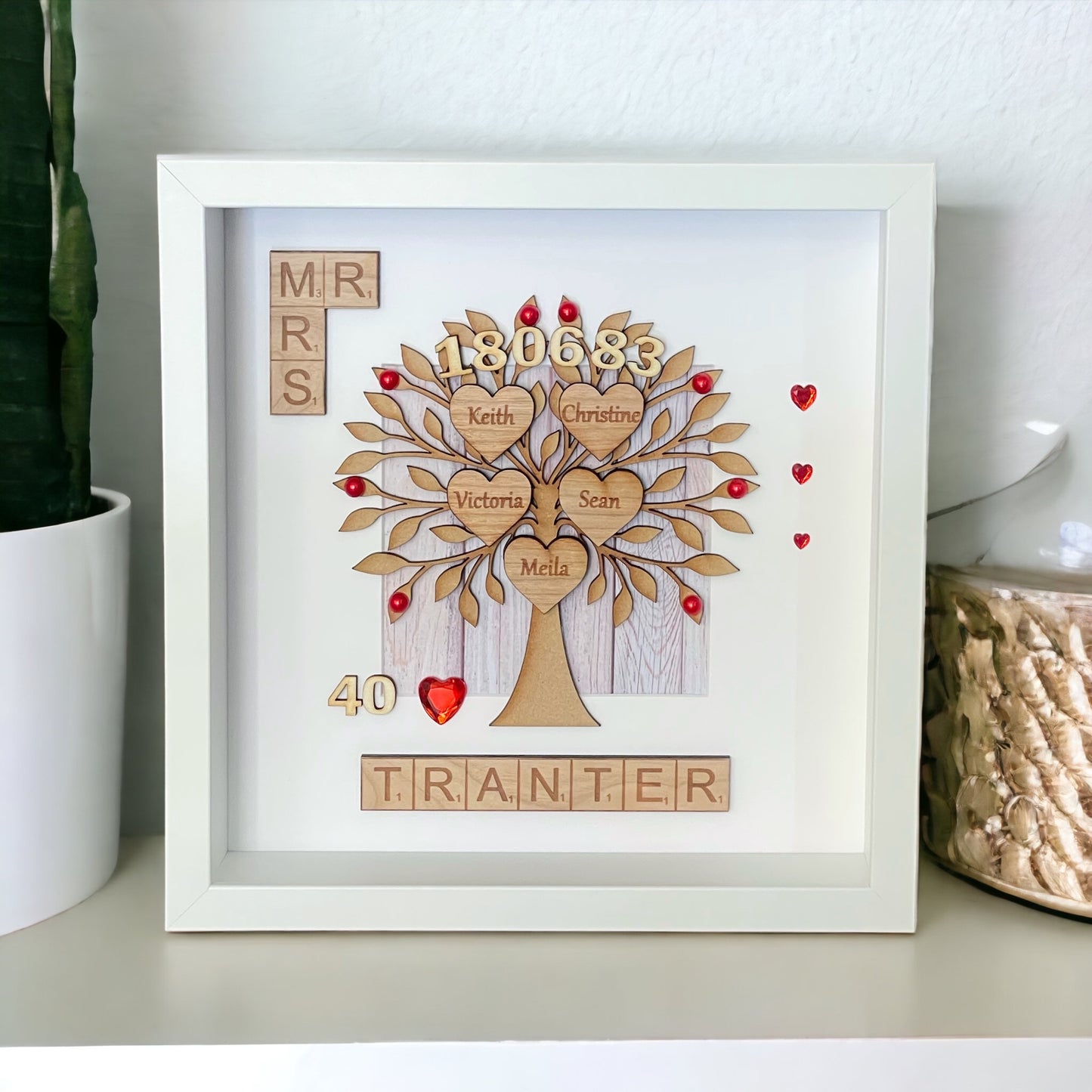 Ruby Wedding Anniversary 40th Gift Family Tree Frame