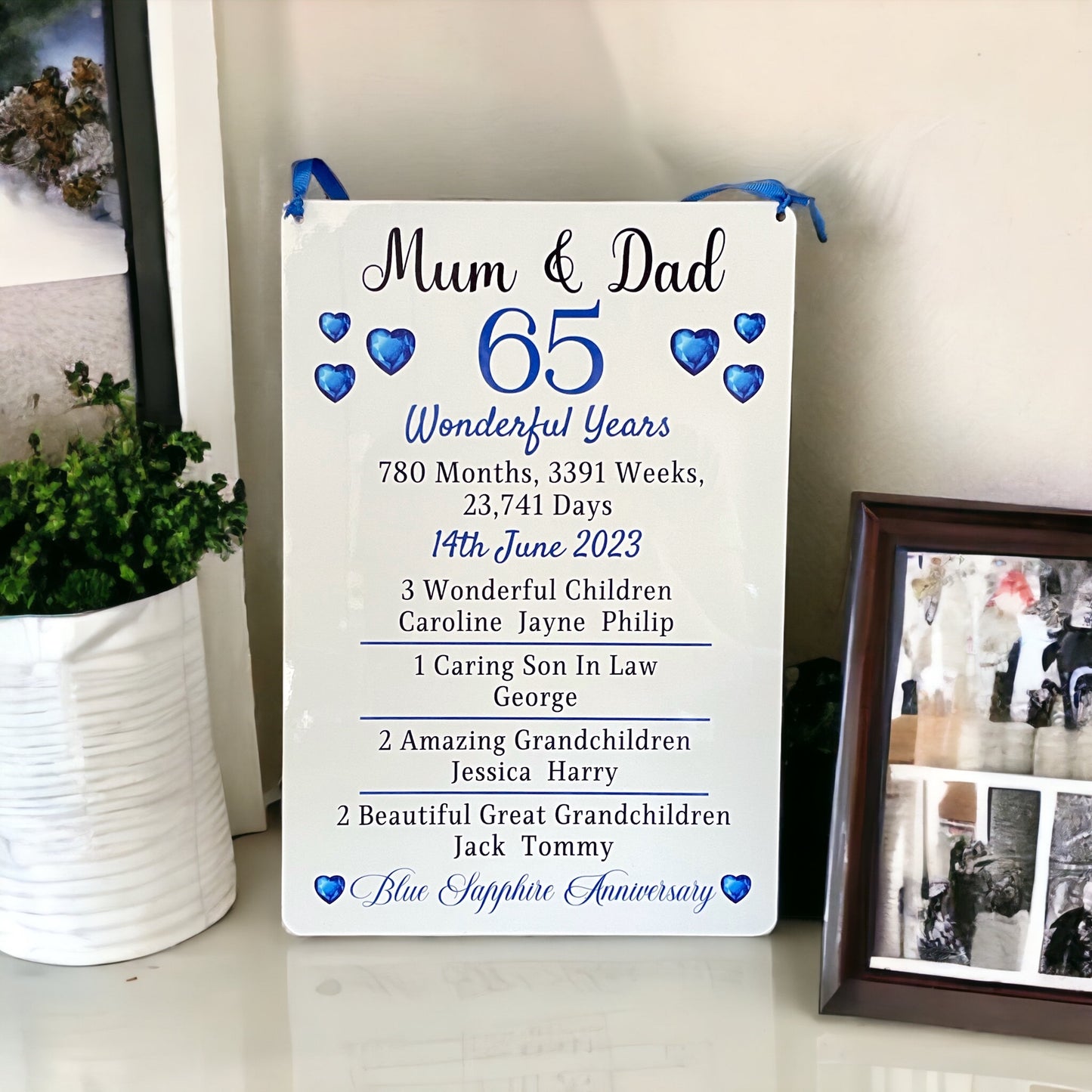 Blue Sapphire Wedding Anniversary Gift | 65th Wedding Anniversary