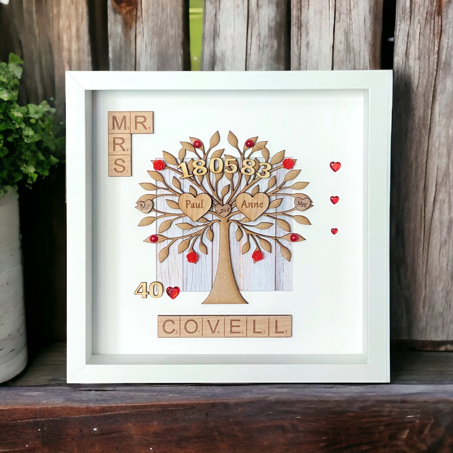 Ruby Wedding Anniversary 40th Gift Tree Frame