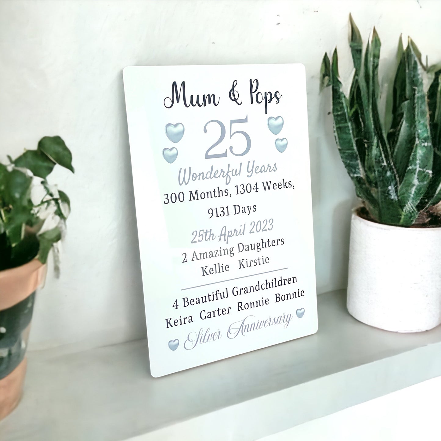 Silver Wedding Anniversary Gift | 25th Anniversary Plaque