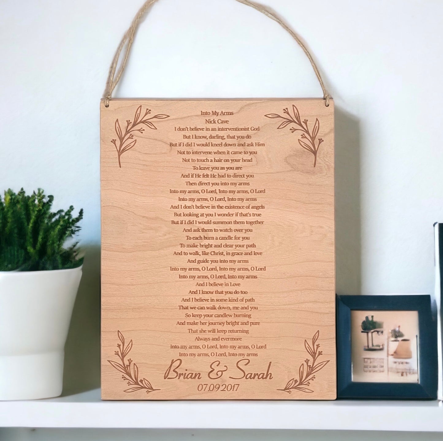 Song Lyric Plaque Wooden Wedding Anniversary Gift 5th Anniversary