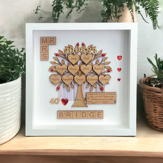 Ruby Wedding Anniversary 40th Gift Family Tree Frame