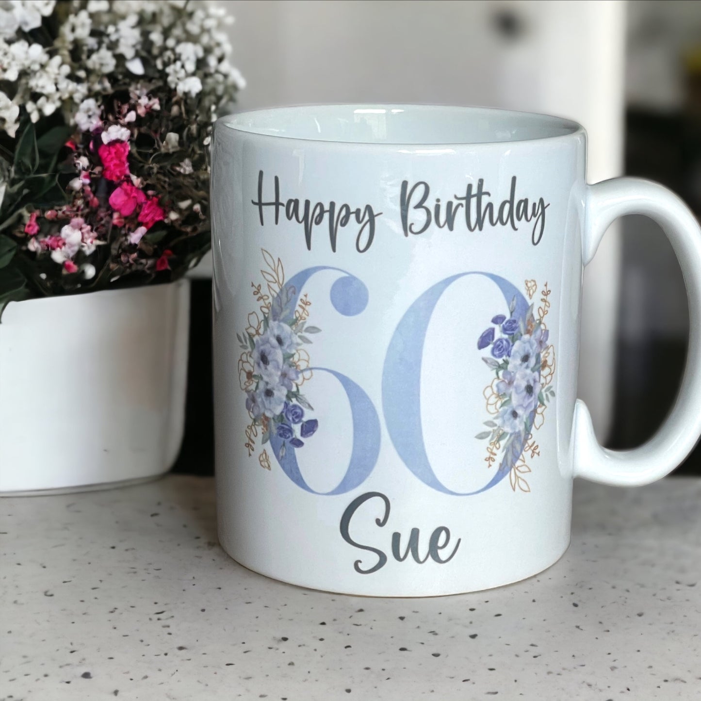 60th Birthday Personalised Floral Number Mug | Any Age