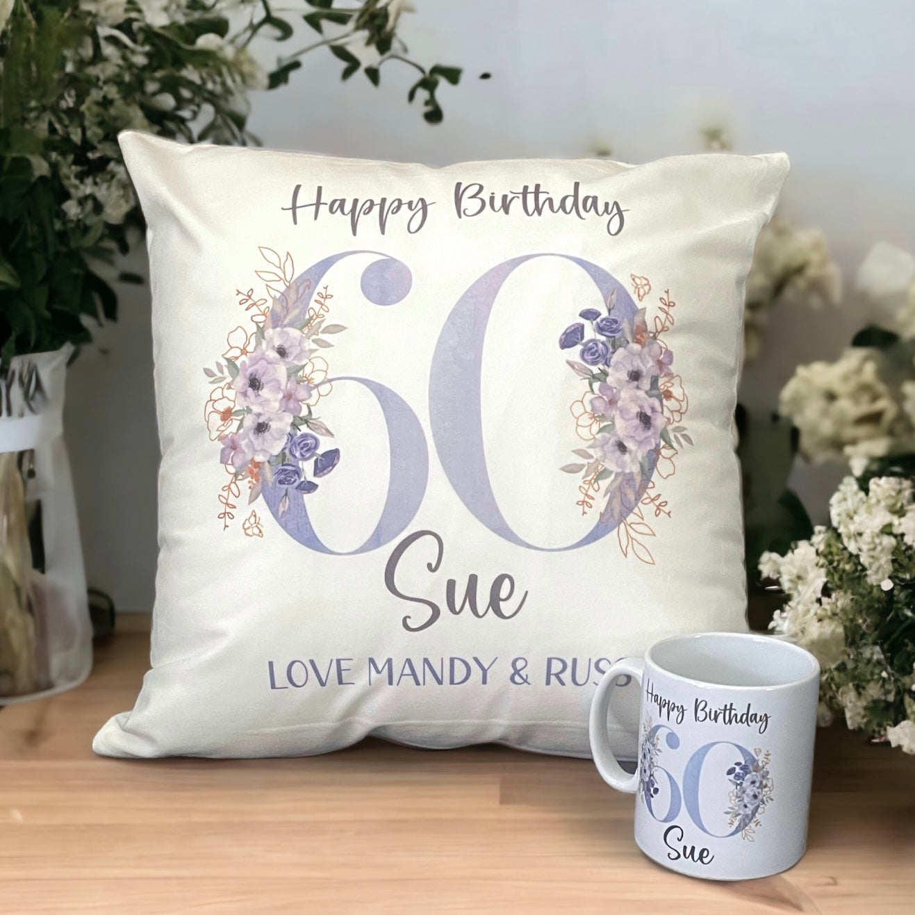 60th Birthday Personalised Floral Number Mug | Any Age