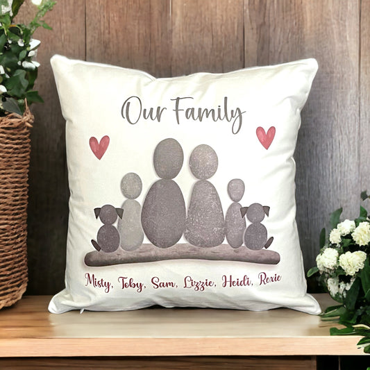 Pebble Family Personalised Cushion
