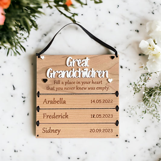 Great Grandchildren Fill A Place Personalised Hanging Plaque