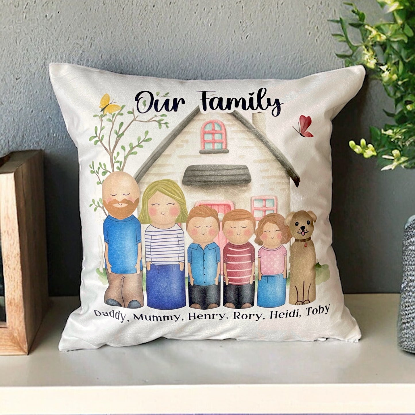 Peg Family Personalised Cushion