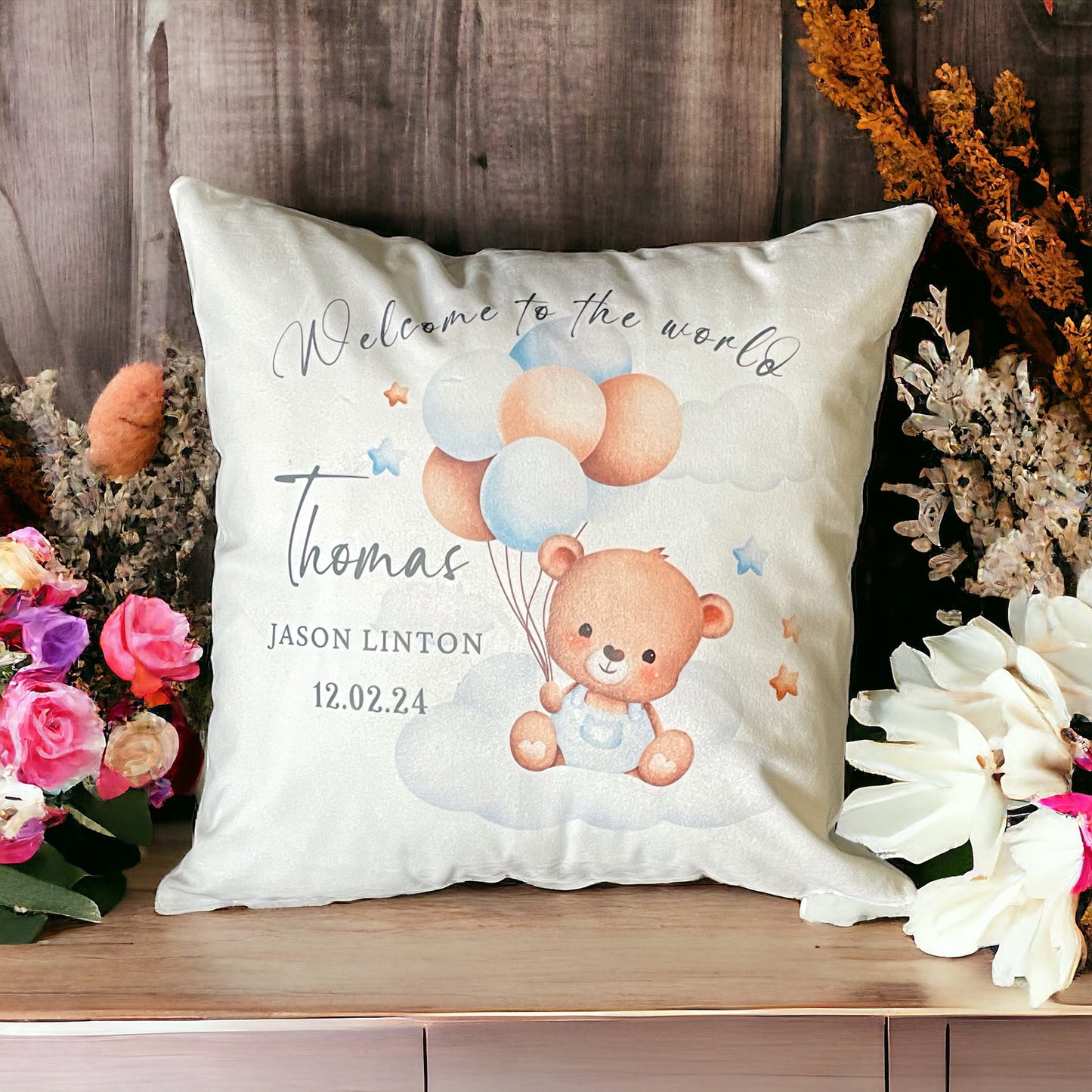 Baby Teddy Personalised Cushion