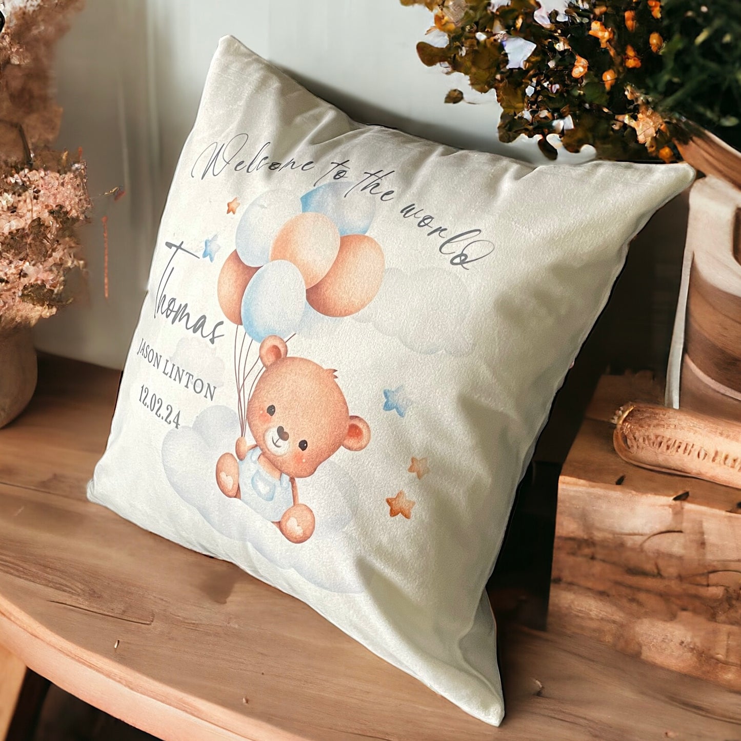 Baby Teddy Personalised Cushion