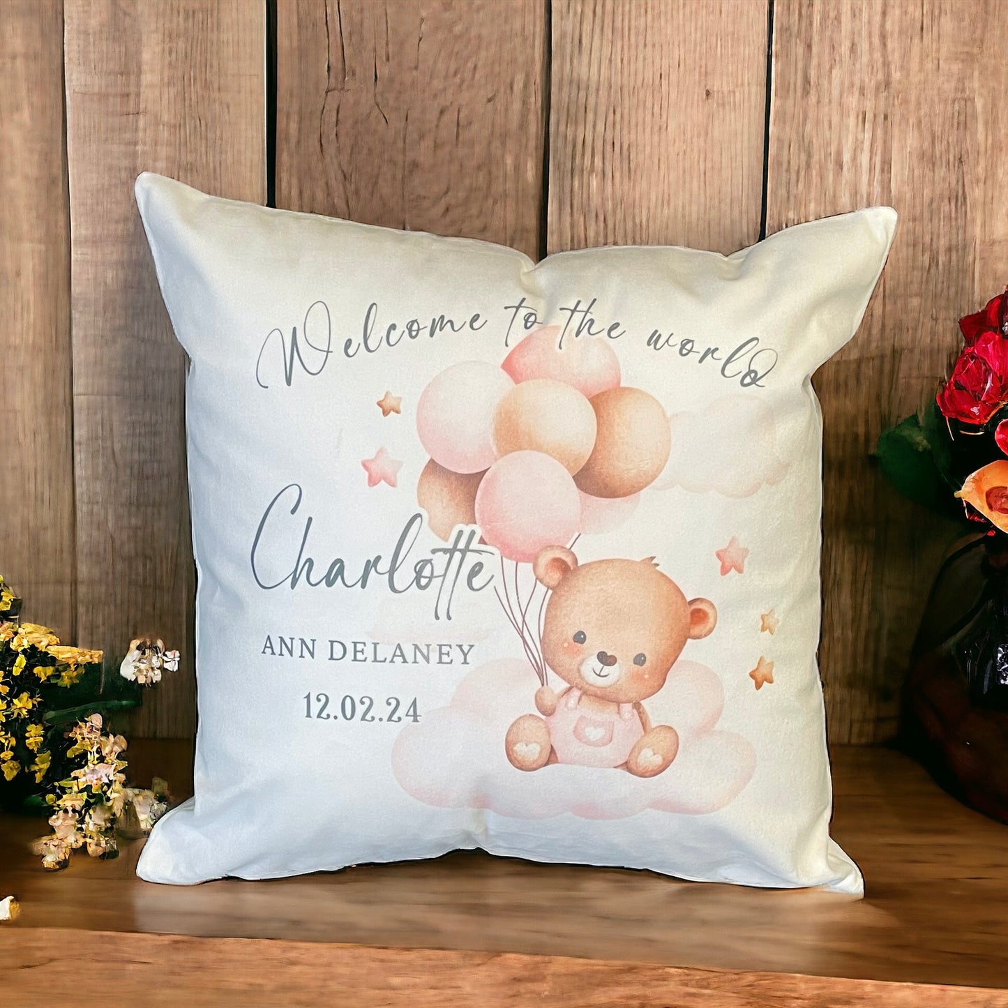 Baby Teddy Personalised Cushion