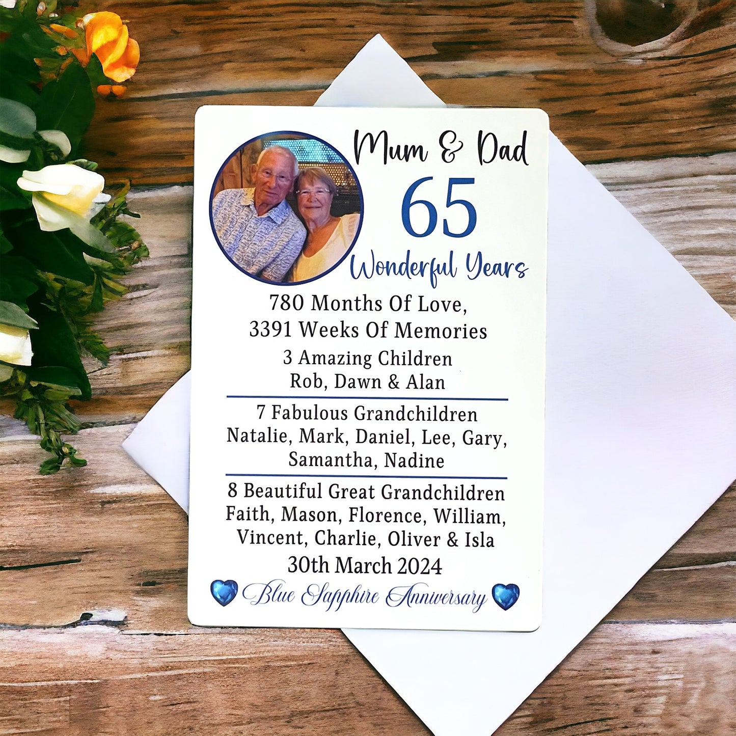 Blue Sapphire Wedding Anniversary Gift | 65th Wedding Anniversary