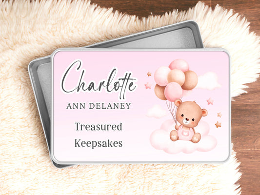 New Baby Teddy Keepsake Tin