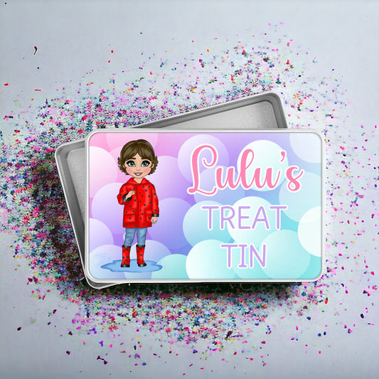 Girls Raincoat & Wellies Treat Tin | Build Your Own Character