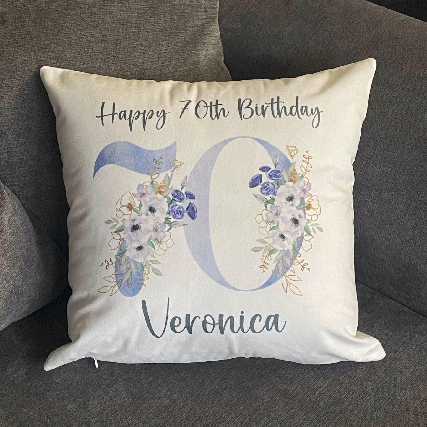 60th Birthday Personalised Cushion | Any Age Floral Number Cushion