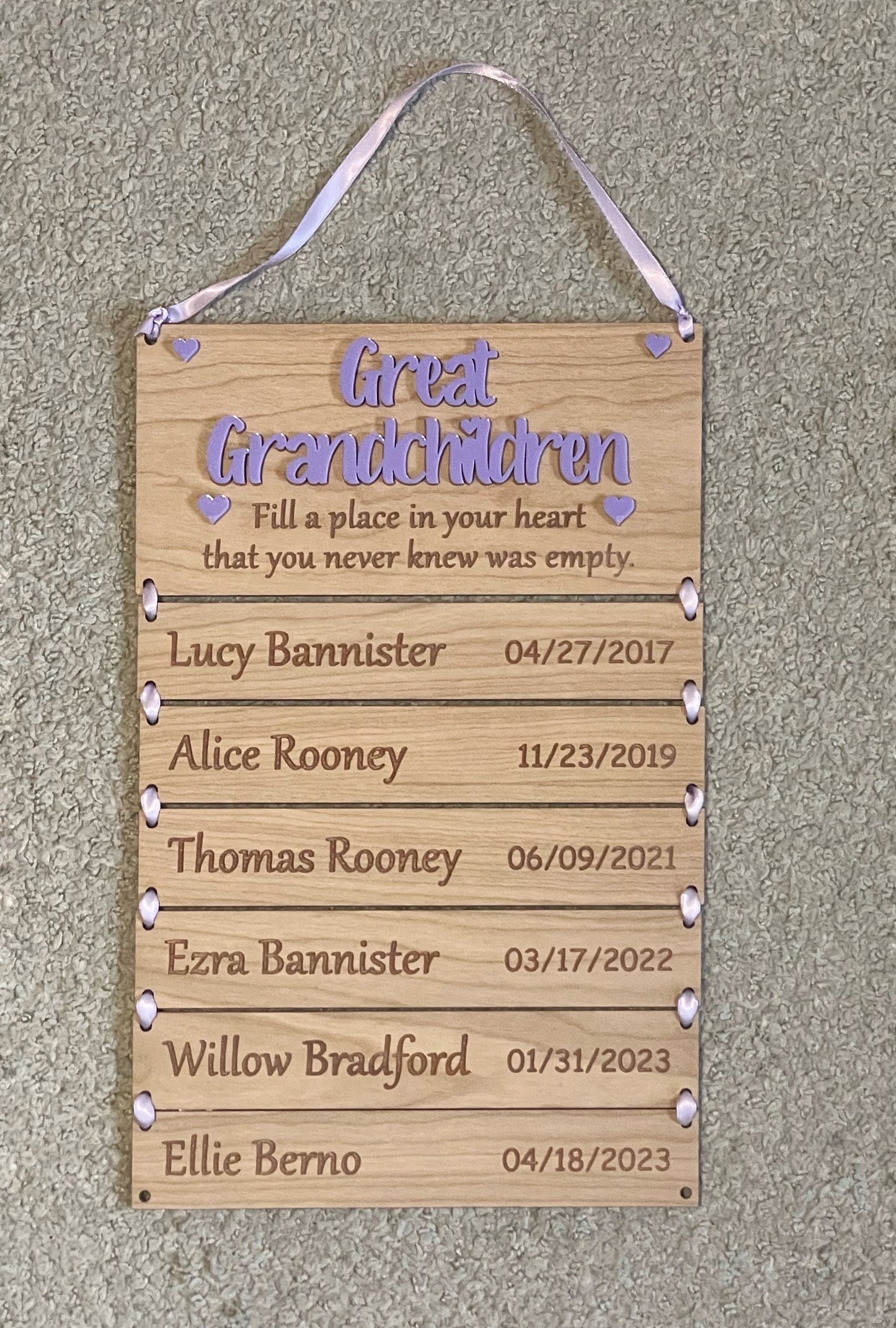 Great Grandchildren Fill A Place Personalised Hanging Plaque