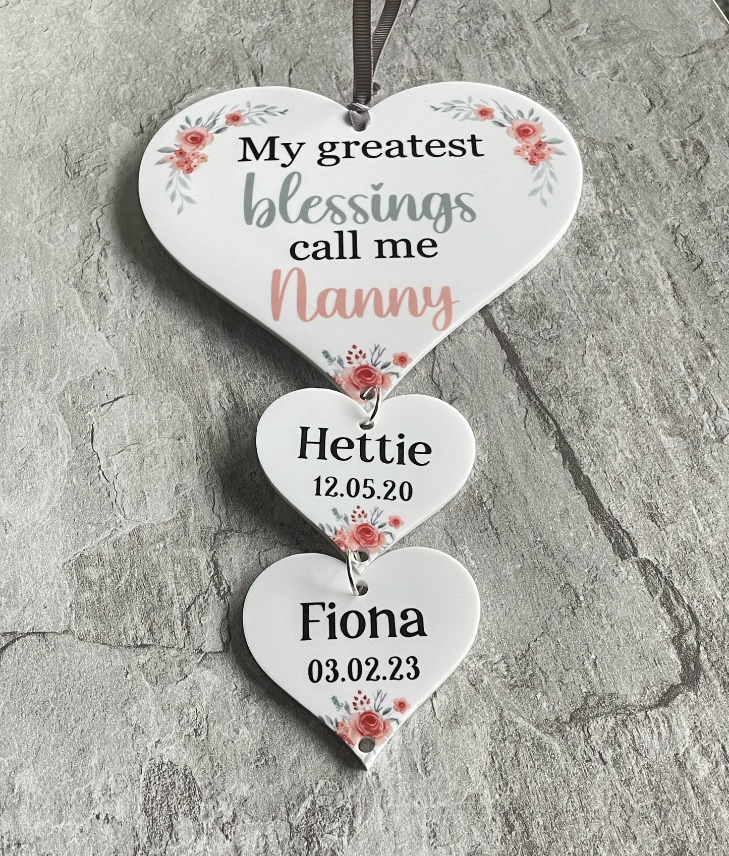 Greatest Blessings Personalised Hanging Heart Plaque