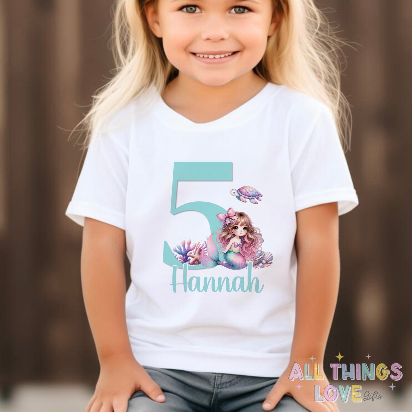 Girls Mermaid Birthday T Shirt