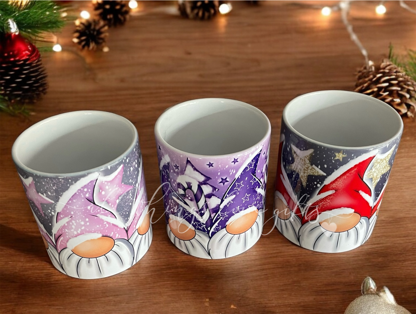 Christmas Gnome Gonk Mugs Set Of 3