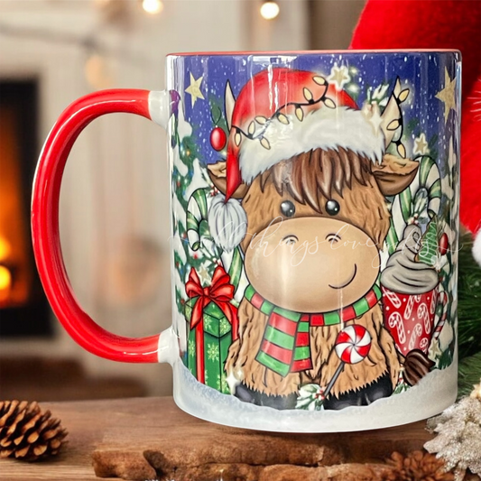 Christmas Red Highland Cow Mug