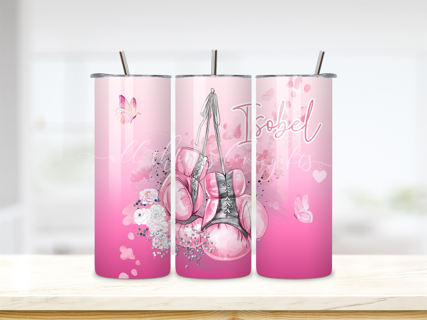 Boxing Girls Pink Personalised Tumbler