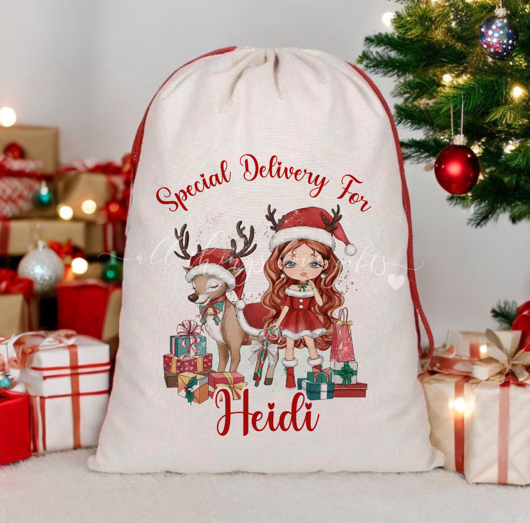 Christmas Girl Santa Sack