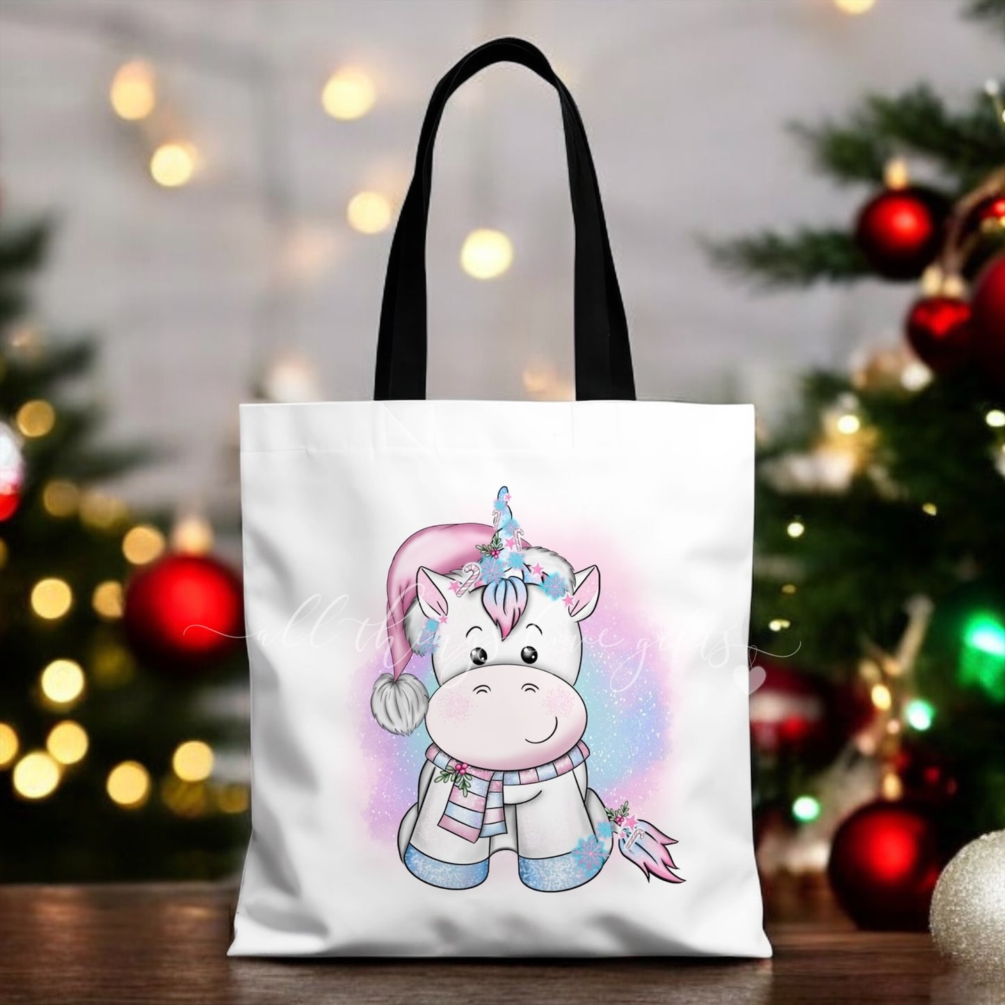 Unicorn Christmas Shopping Bag