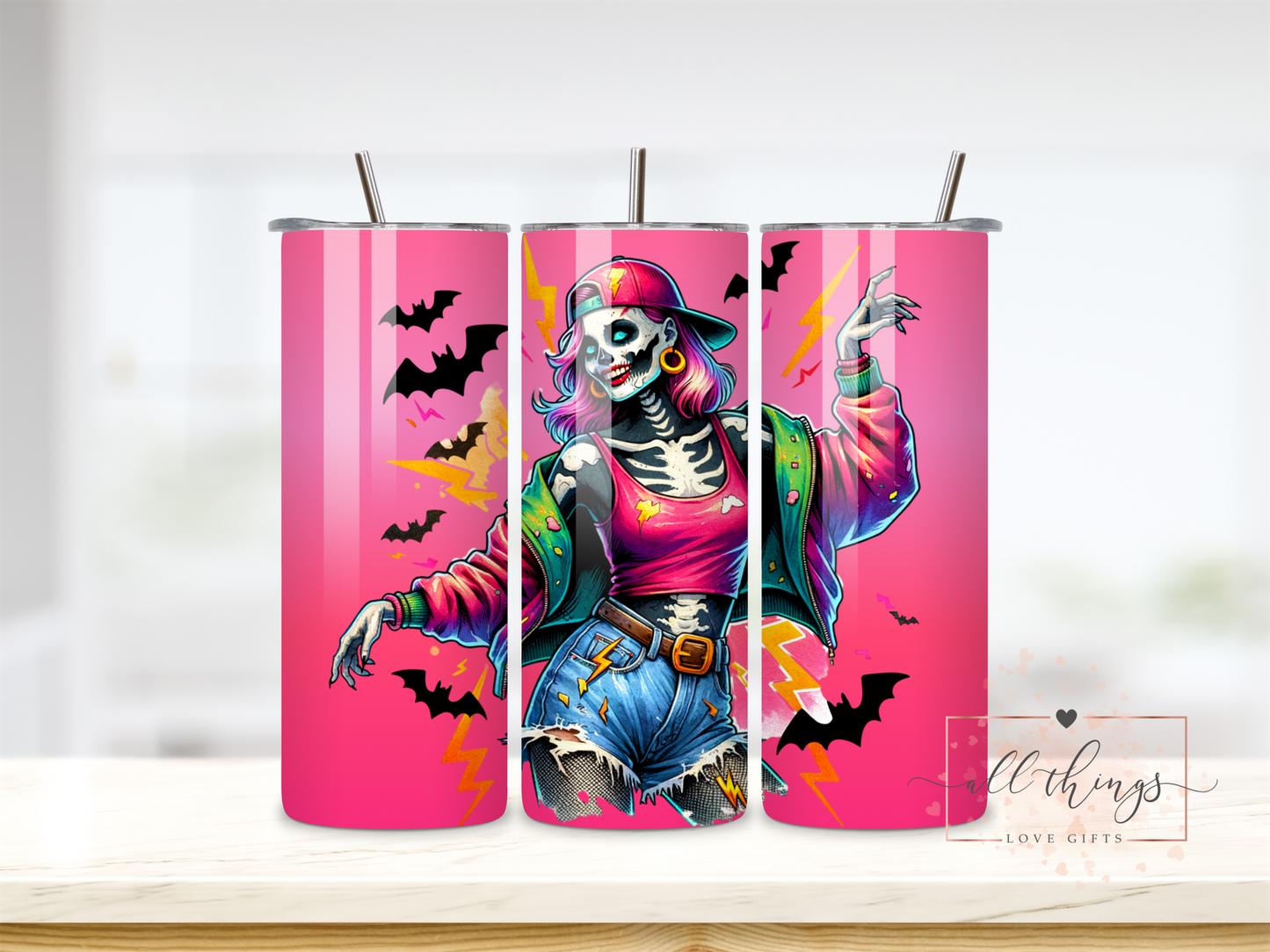 Retro Funky Girl Skeleton Tumbler