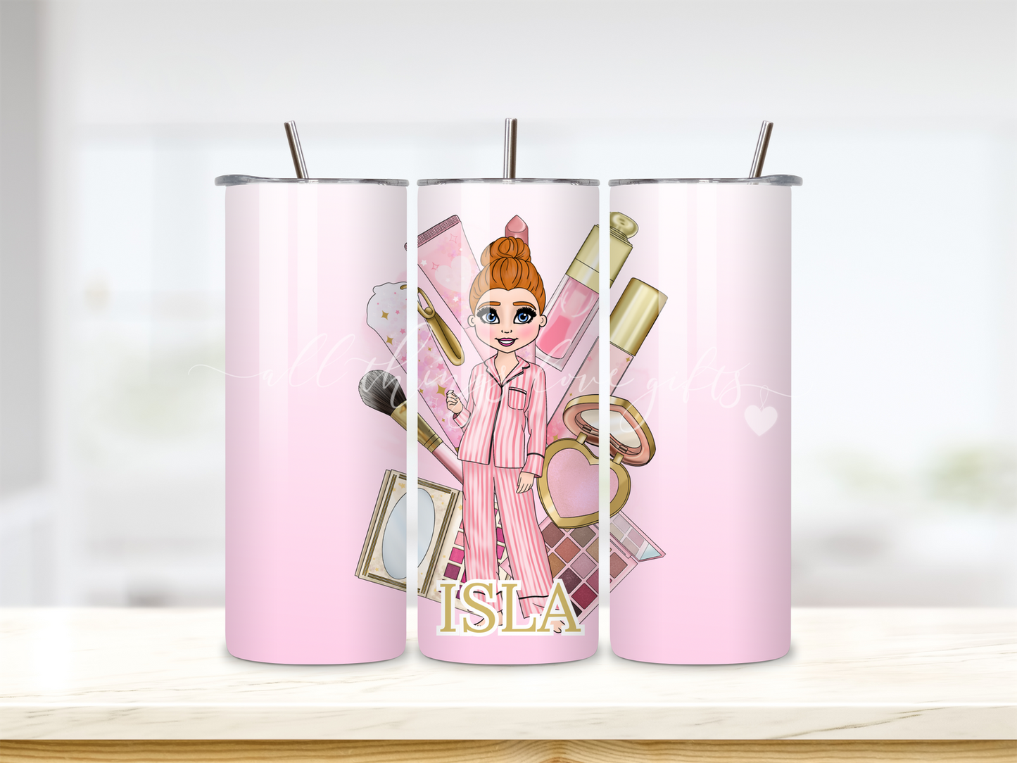 Makeup Girl Tumbler | Hair, Eye & Skin Customisable