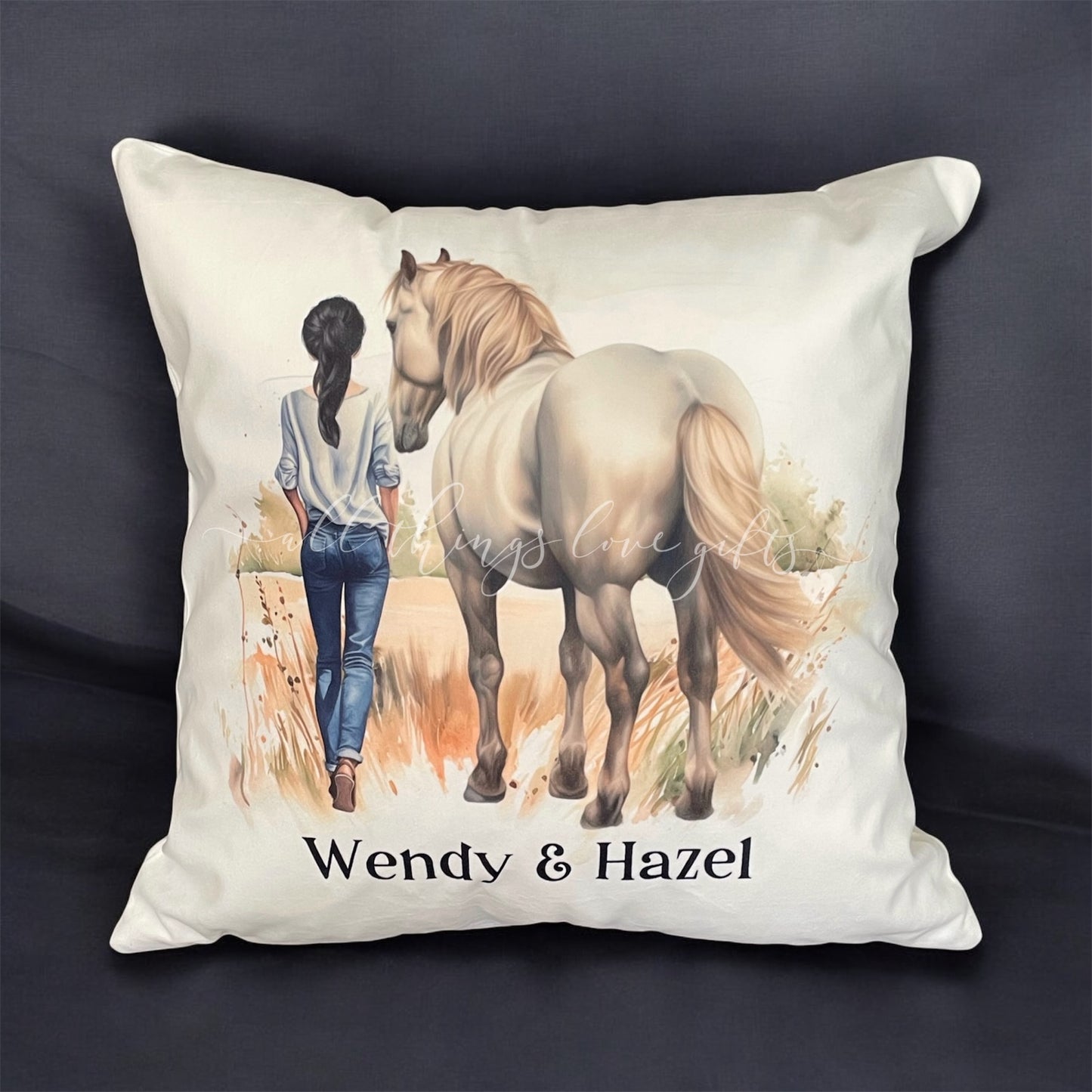 Horse & Woman / Girl Personalised Cushion