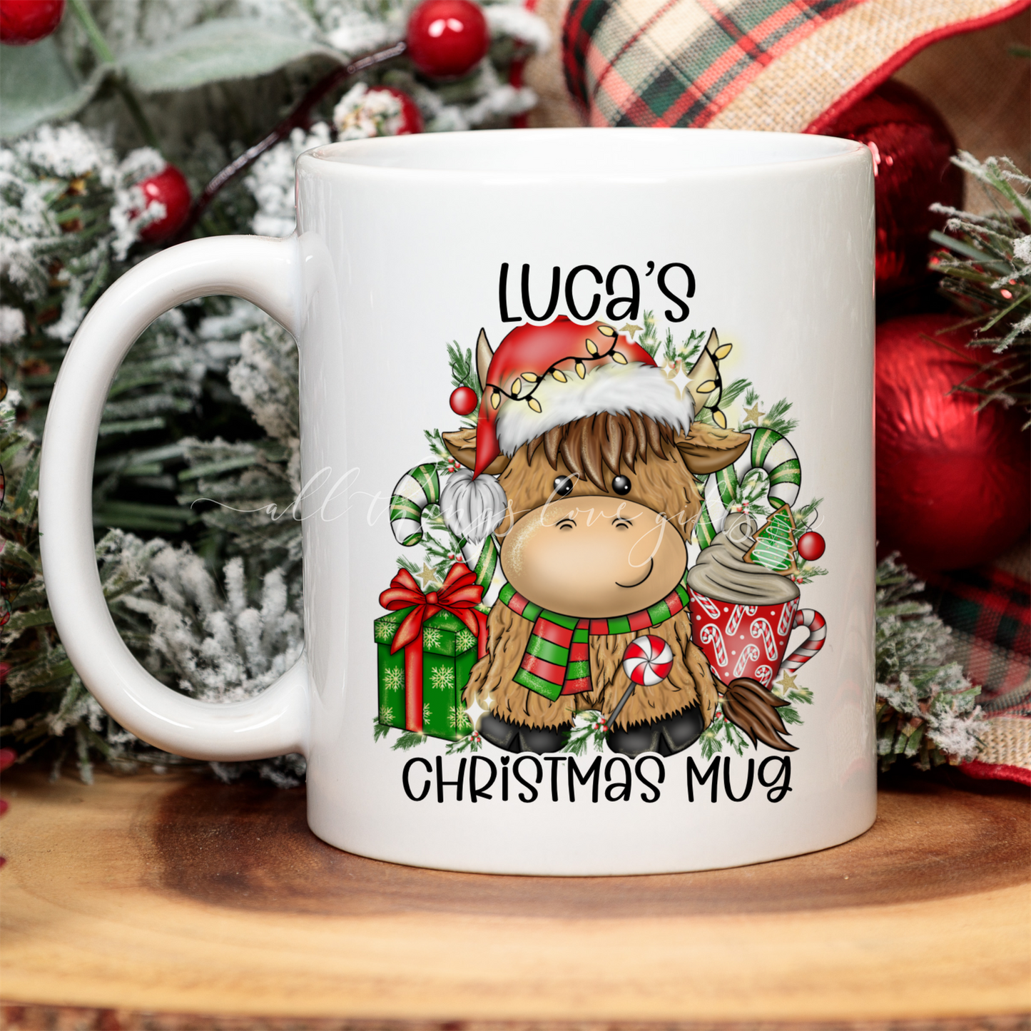 Highland Cow Christmas Mug