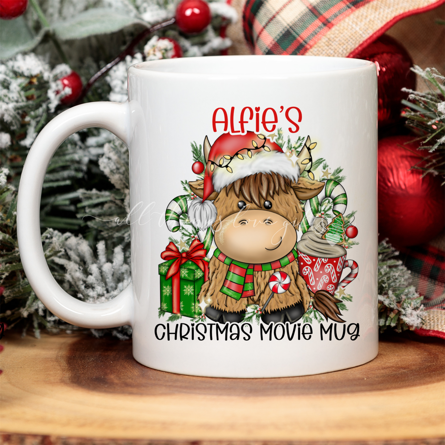 Highland Cow Christmas Movie Mug