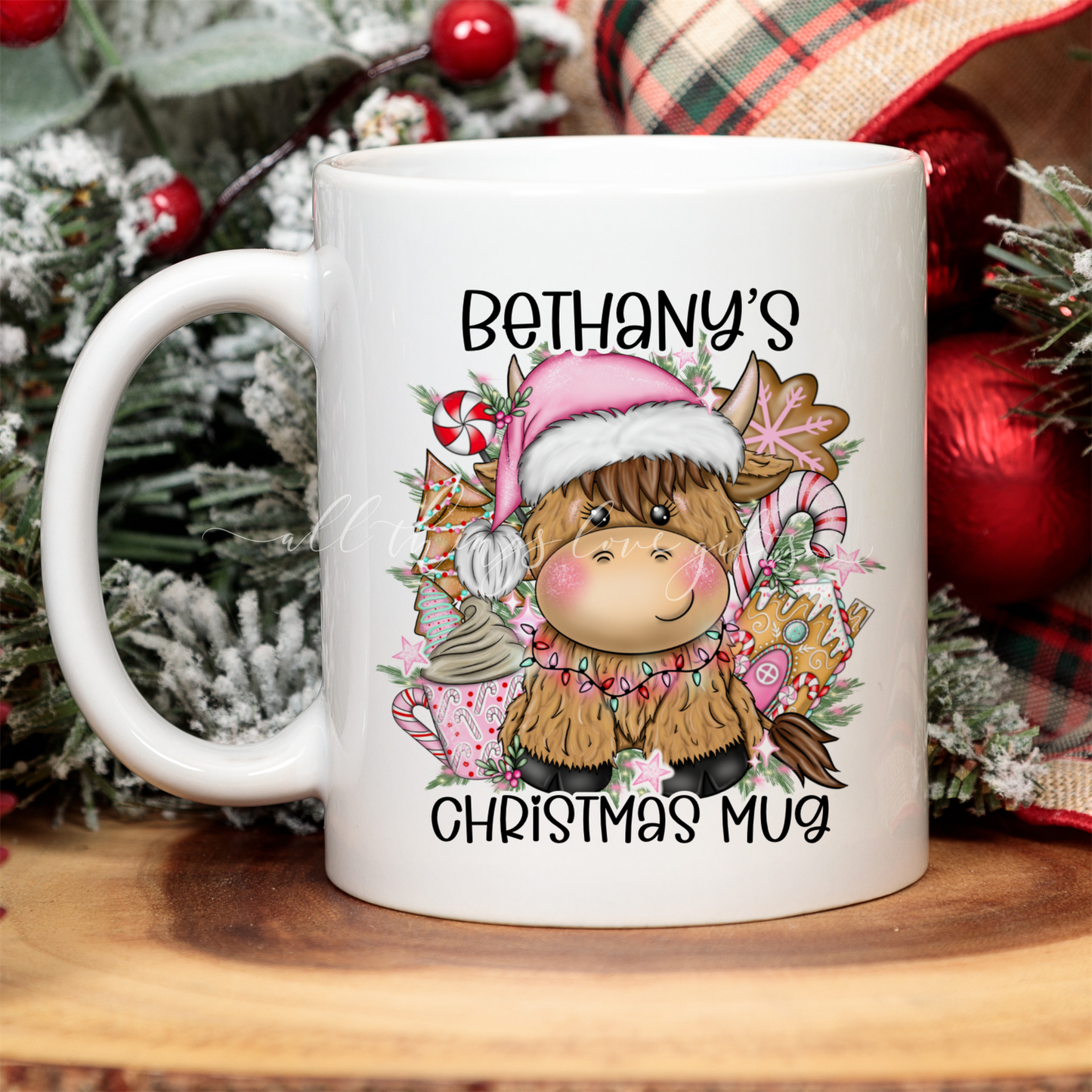 Highland Cow Christmas Mug