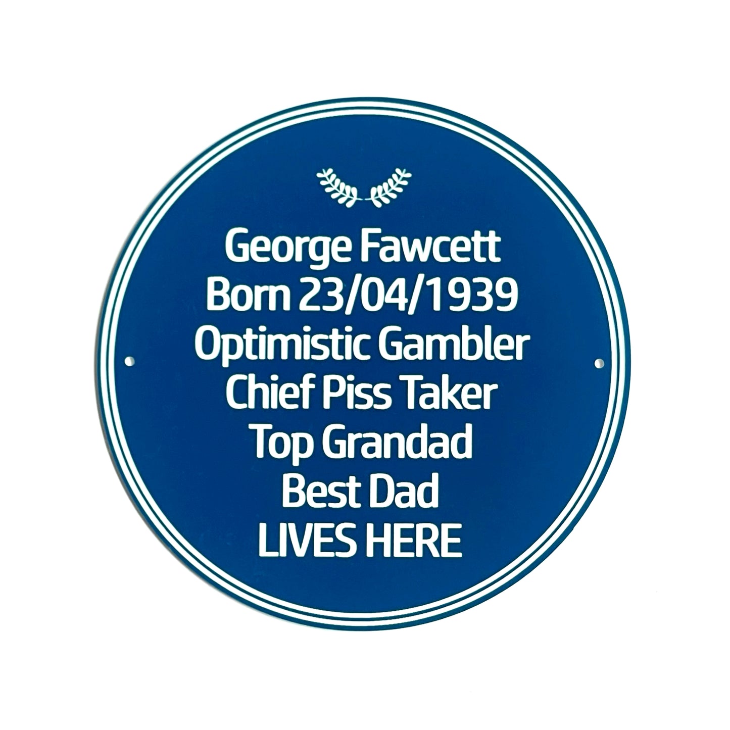 Blue Heritage Personalised Plaque