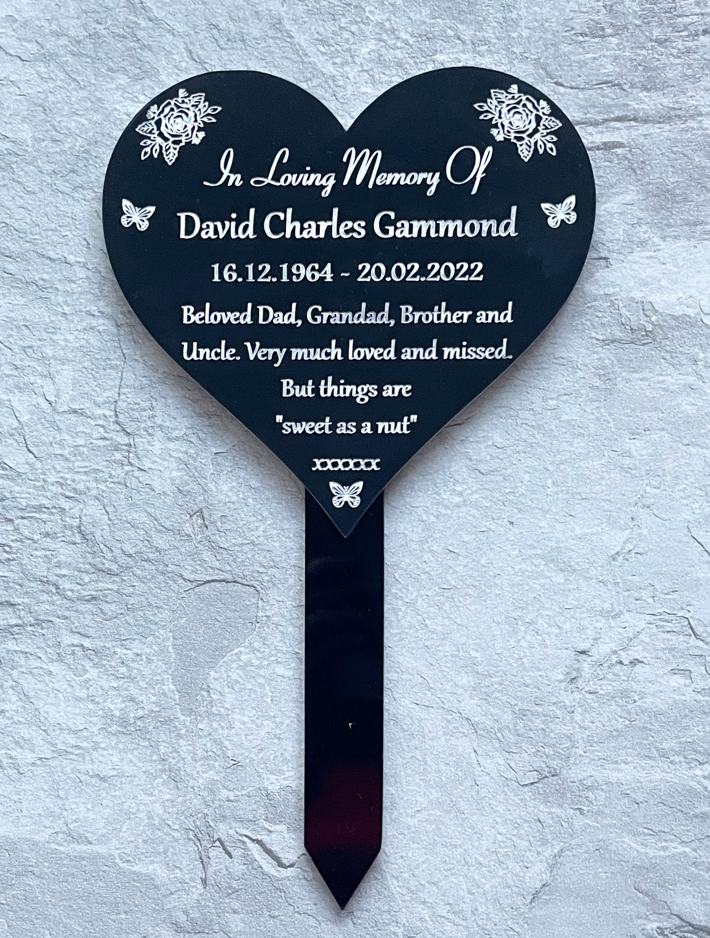 Memorial Personalised Engraved Plaque | Heart Grave Marker