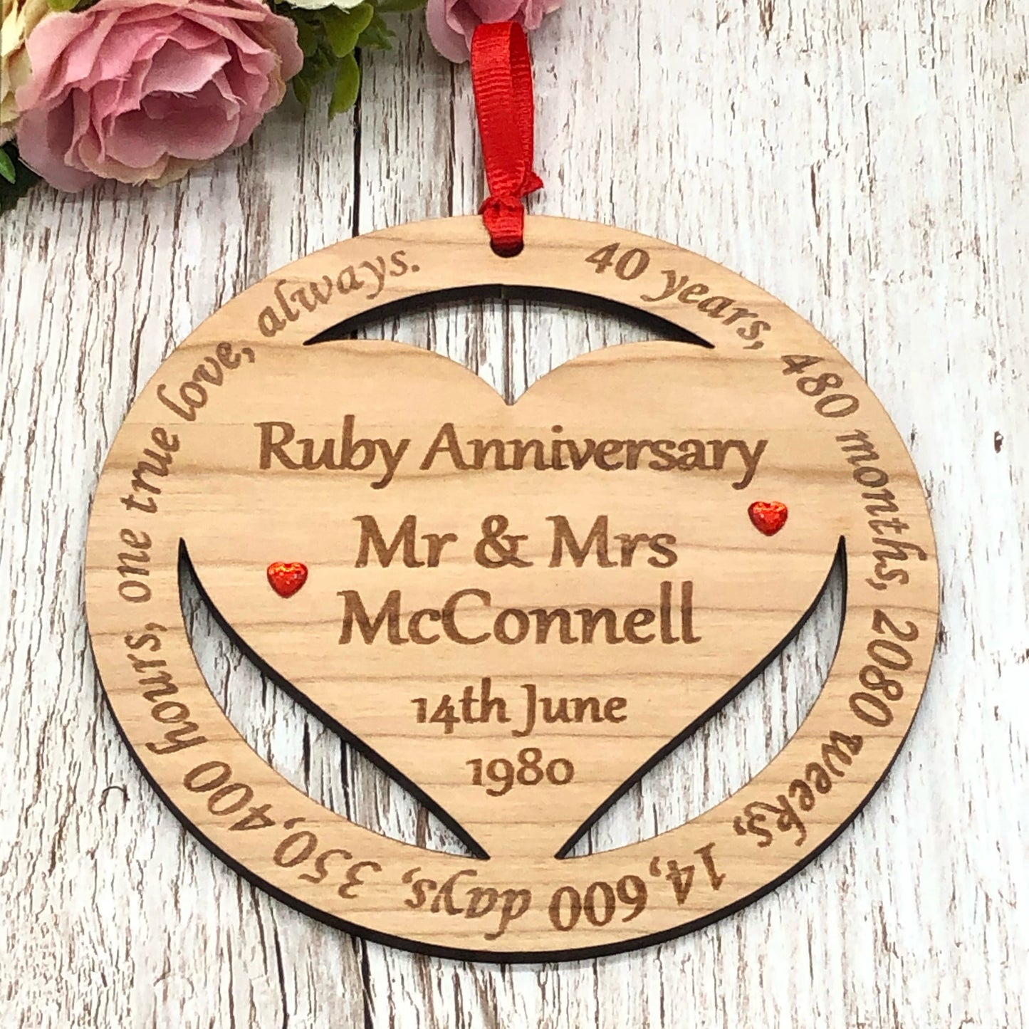 Ruby Wedding Anniversary Gift | 40th Anniversary Plaque