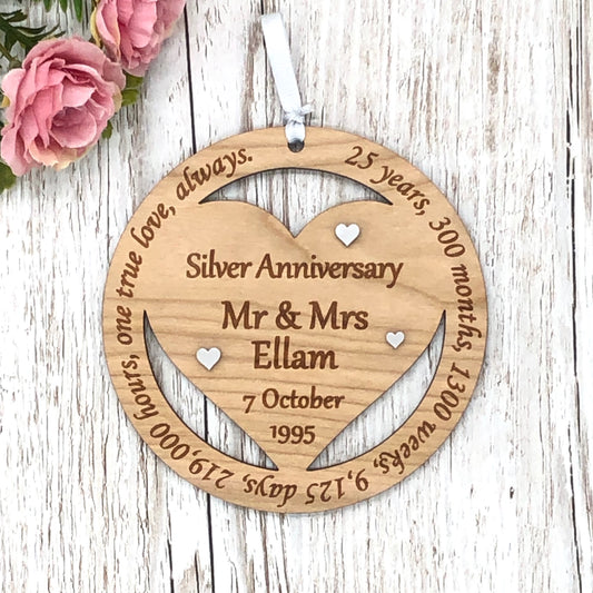 Silver Wedding Anniversary Gift | 25th Anniversary Plaque