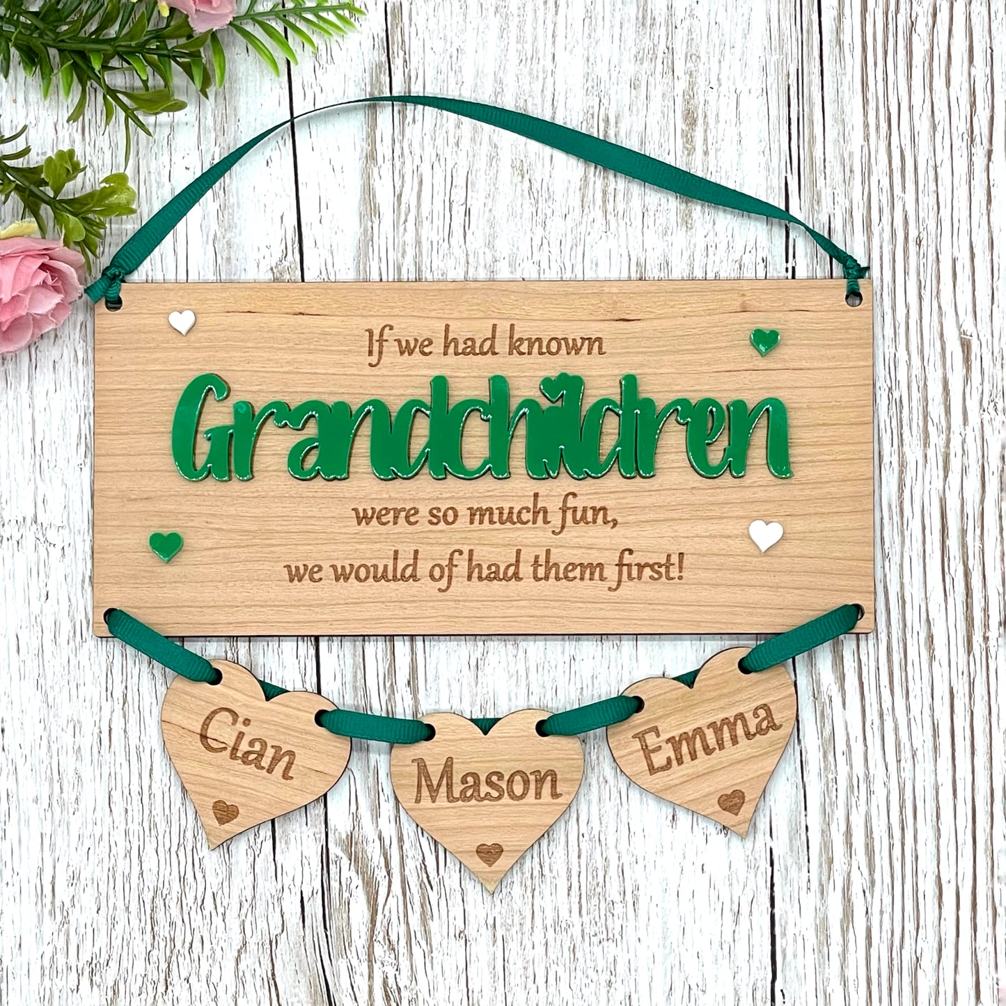 Grandparents Gift Hanging Hearts Plaque