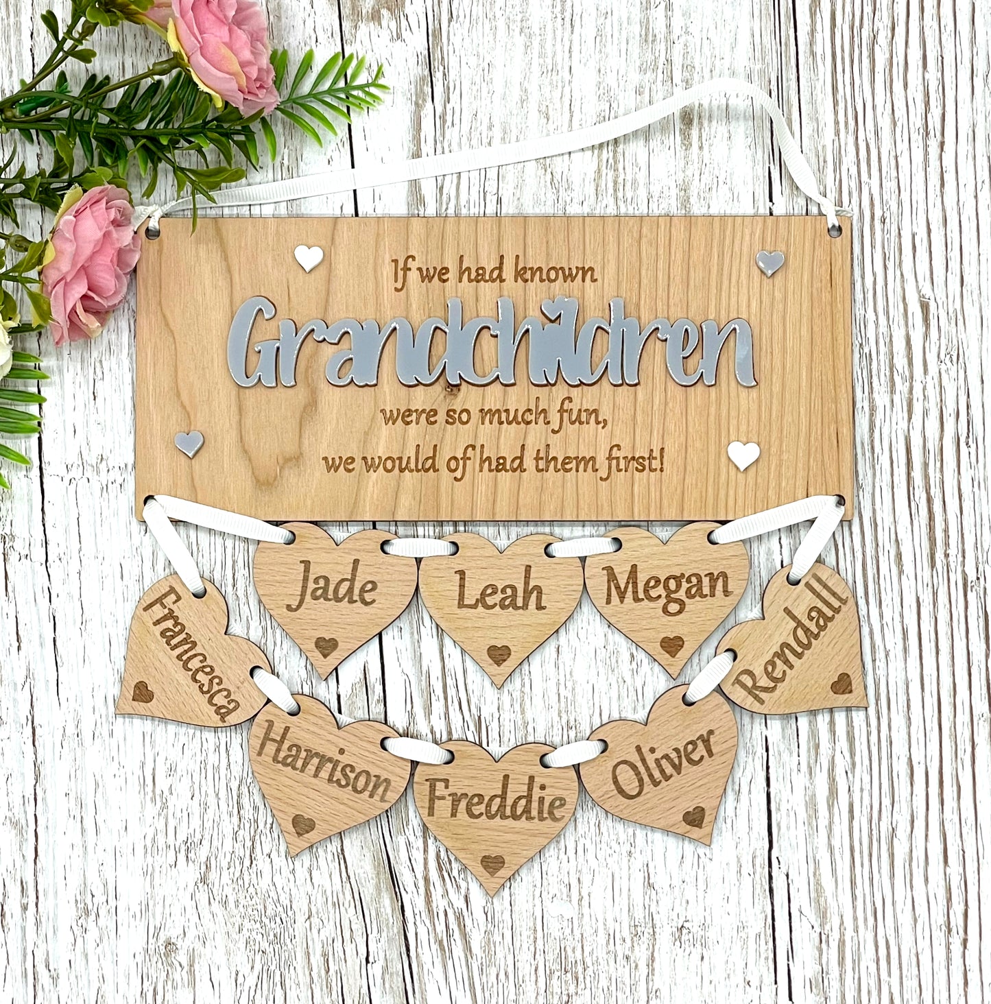 Grandchildren Hanging Hearts Plaque