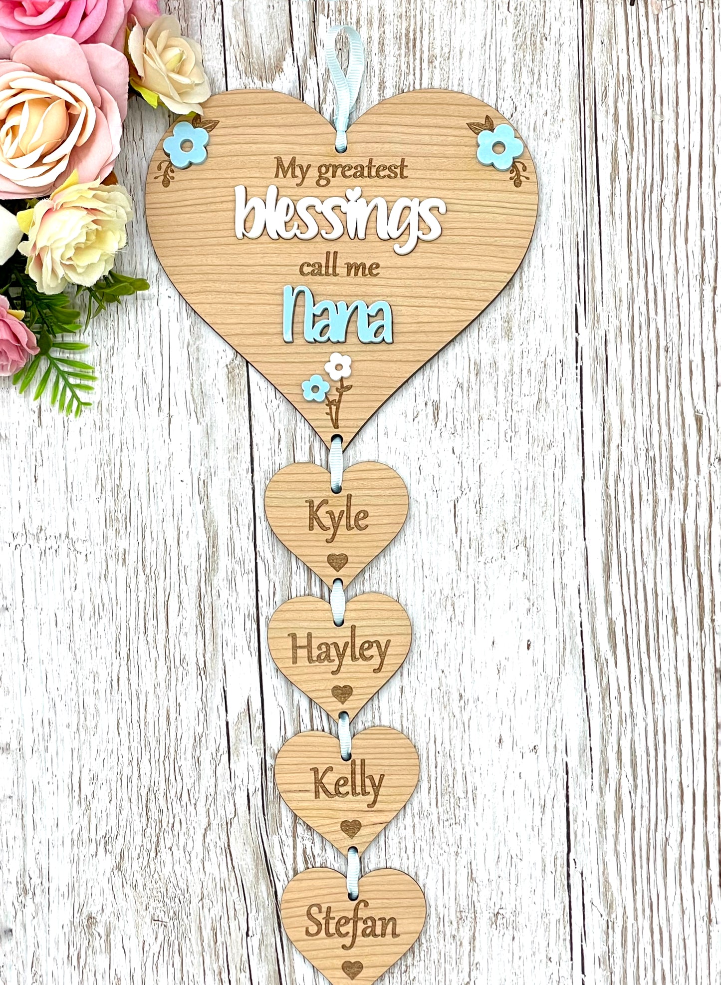 Grandparent Gift | My Greatest Blessings Hanging Heart Plaque