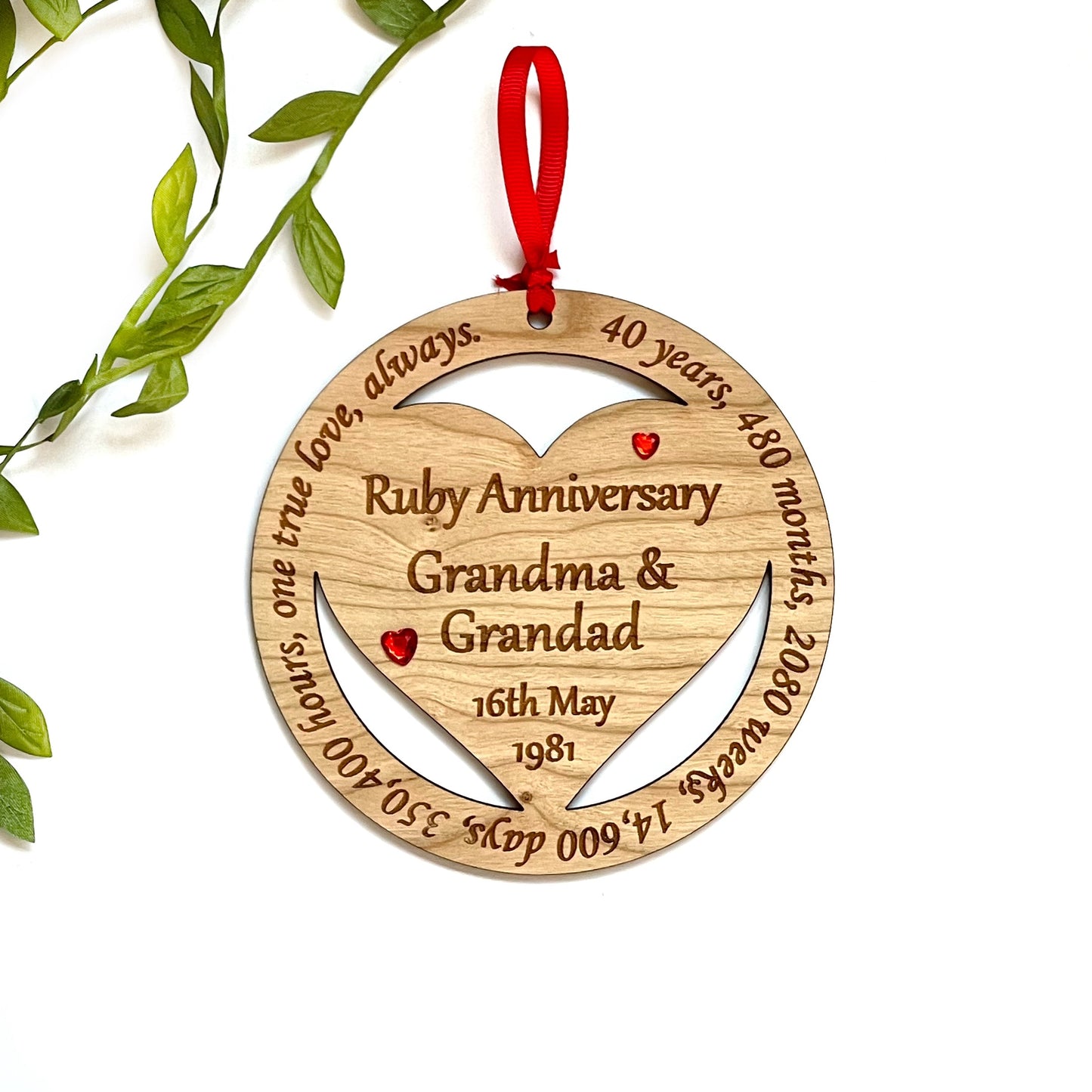 Ruby Wedding Anniversary Gift | 40th Anniversary Plaque