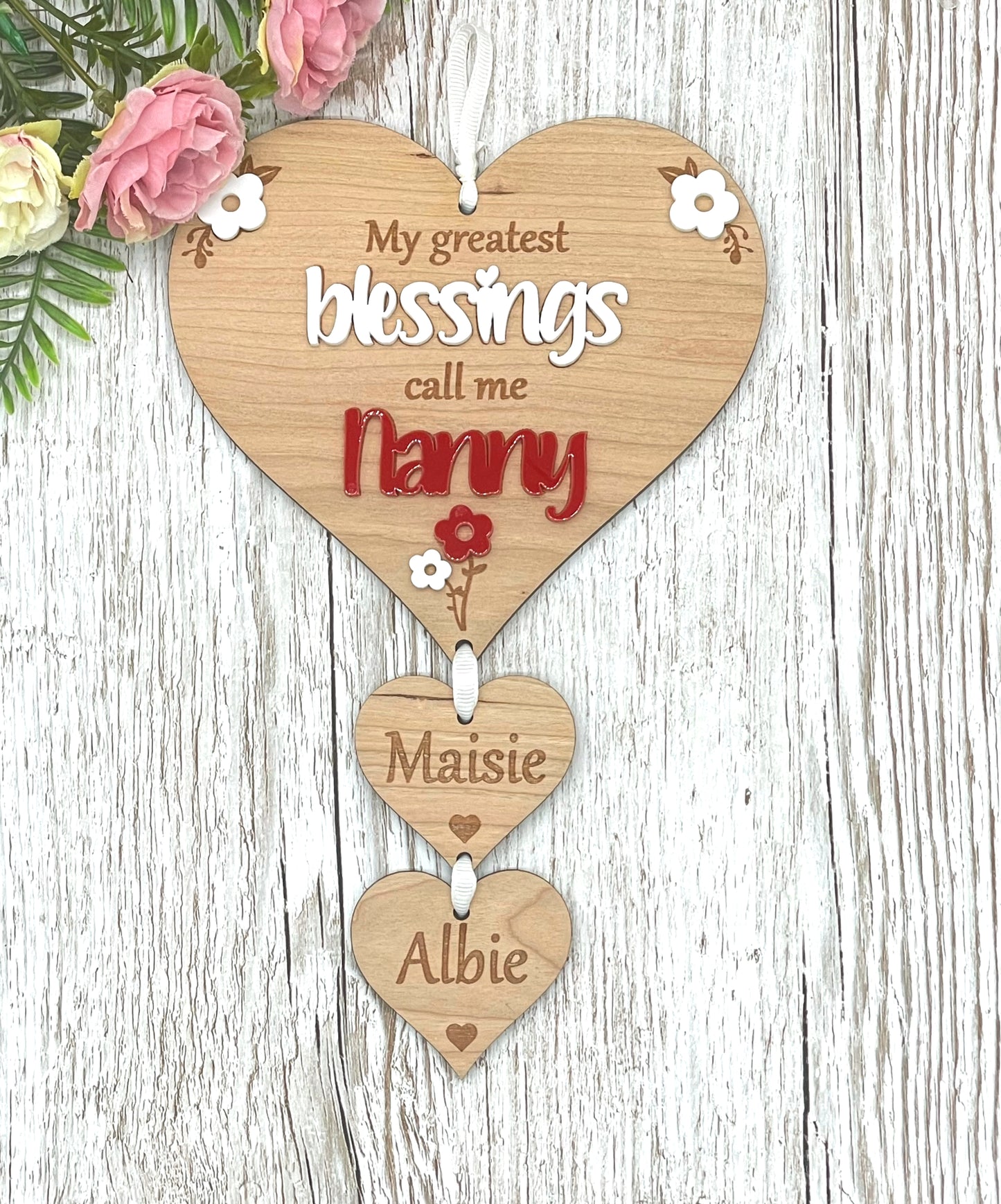 Grandparent Gift | My Greatest Blessings Hanging Heart Plaque