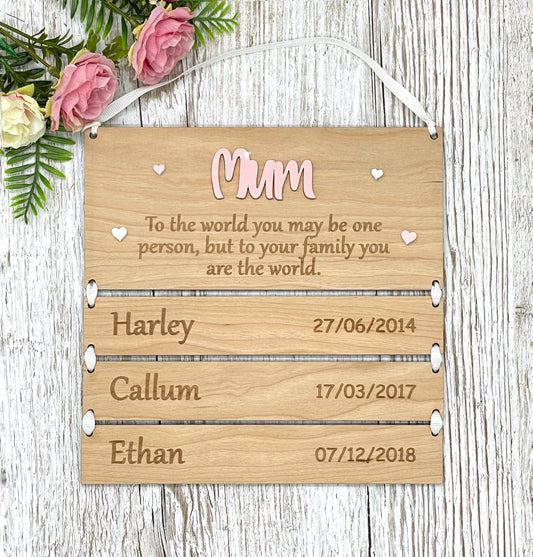 Mum Mummy Gift Personalised Hanging Plaque