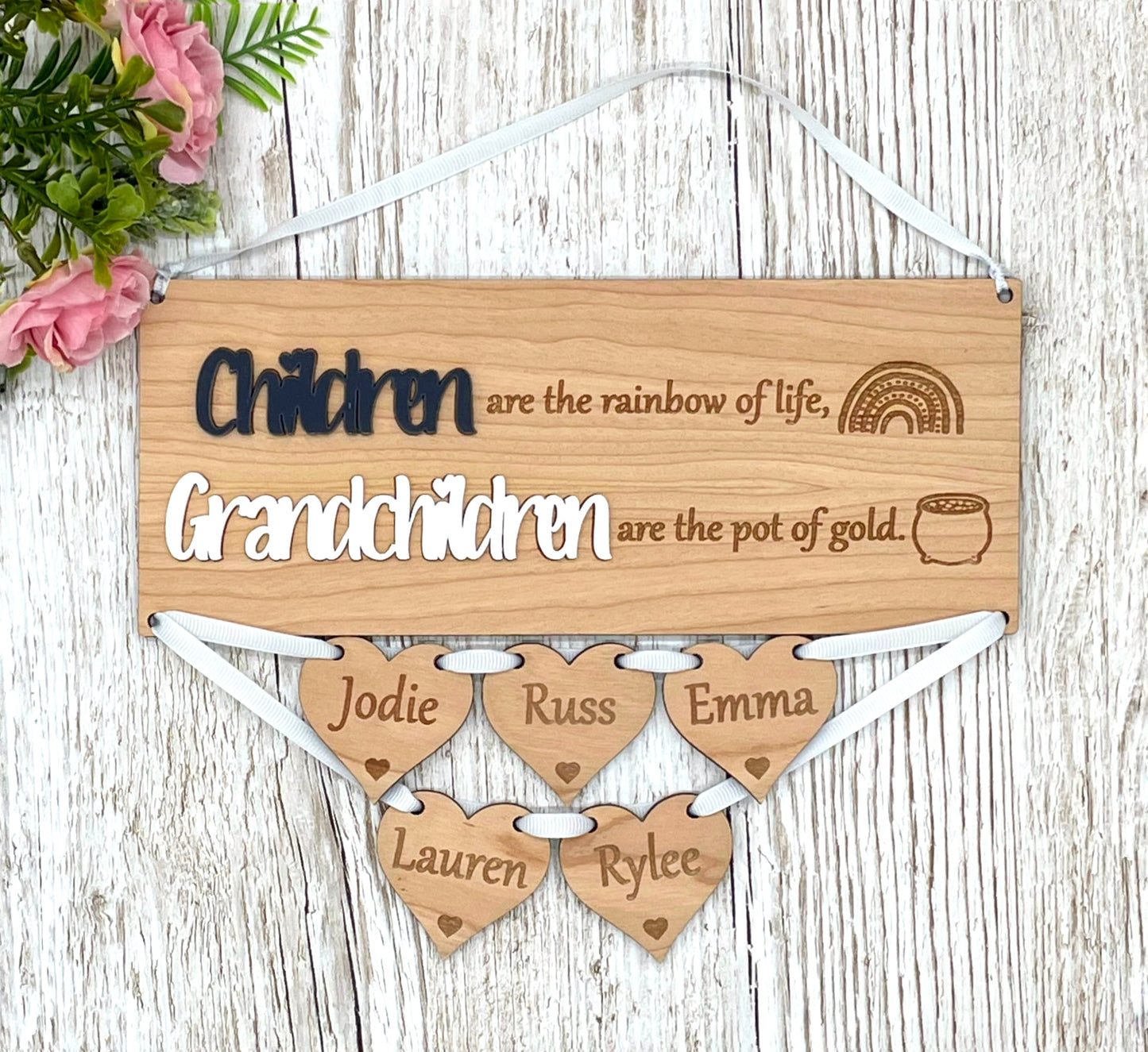 Parent Grandparent Gift Hanging Hearts Plaque